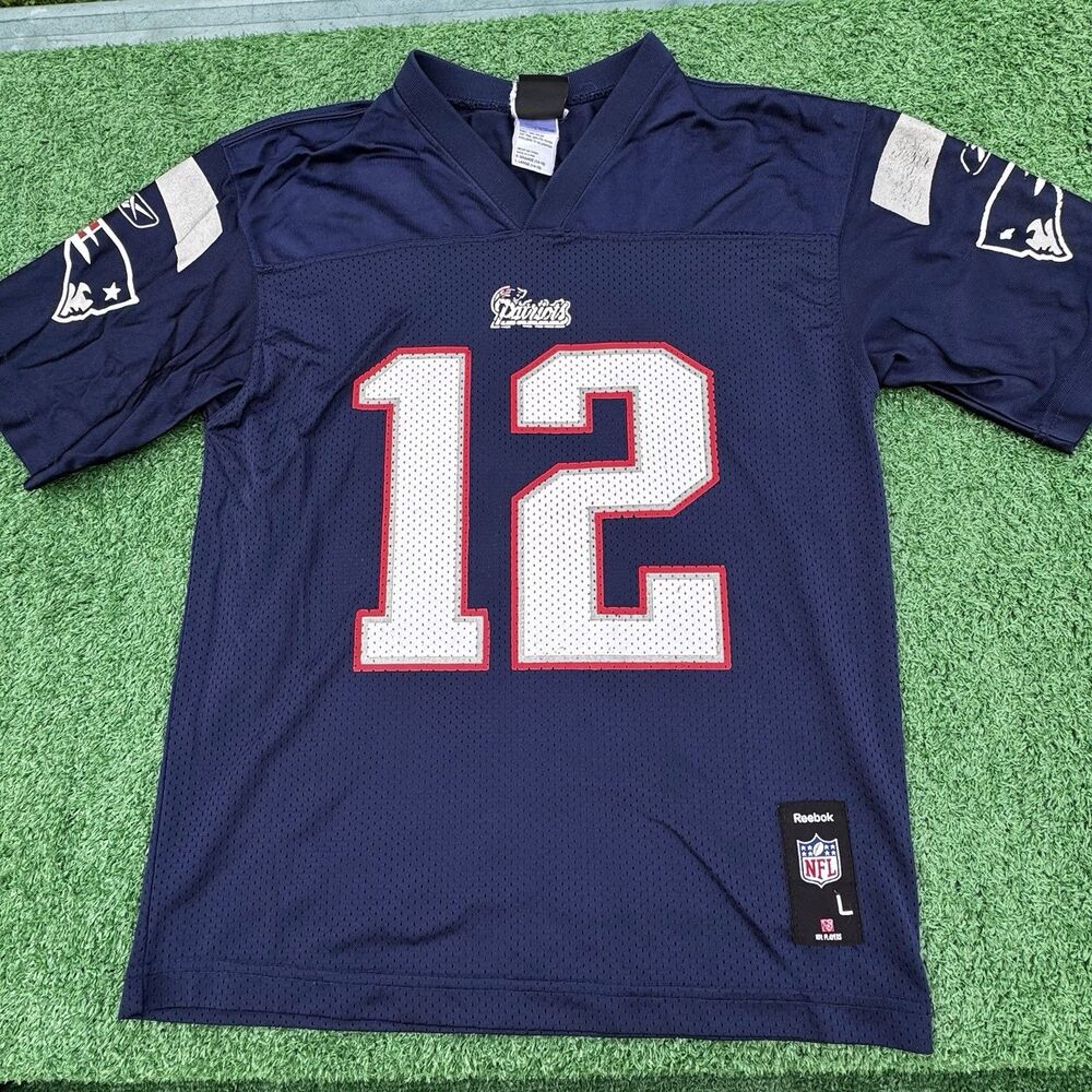 Tom Brady #12 Patriots Jersey Youth Large Reebok NFL Blue